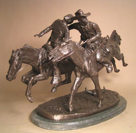 EXTRAORDINARY STUNNING FREDERIC REMINGTON WOUNDED BUNKIE BRONZE