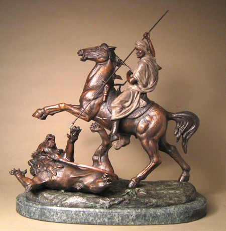 CLASSIC BRONZE THE HUNT OF THE LION SCULPTURE