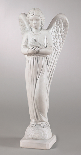 SPLENDID YOUNG ANGEL WITH DOVE STATUE SCULPTURE