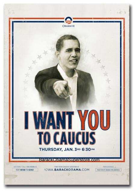 BARACK OBAMA WANTS YOU TO CAUCUS! LARGE ARCHIVAL CANVAS