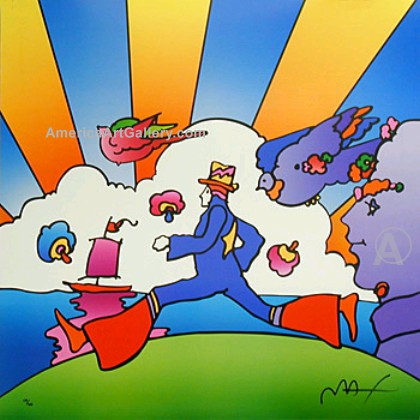 PETER MAX COSMIC RUNNER HAND SIGNED LITHOGRAPH