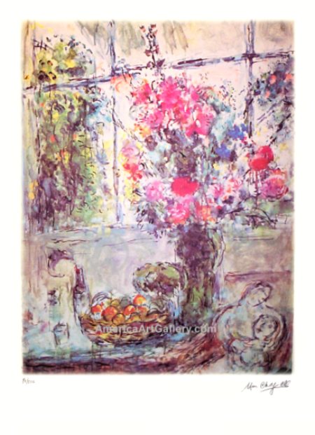 MARC CHAGALL FLOWERS & FRUITS SIGNED S/N LITHO LE wCOA